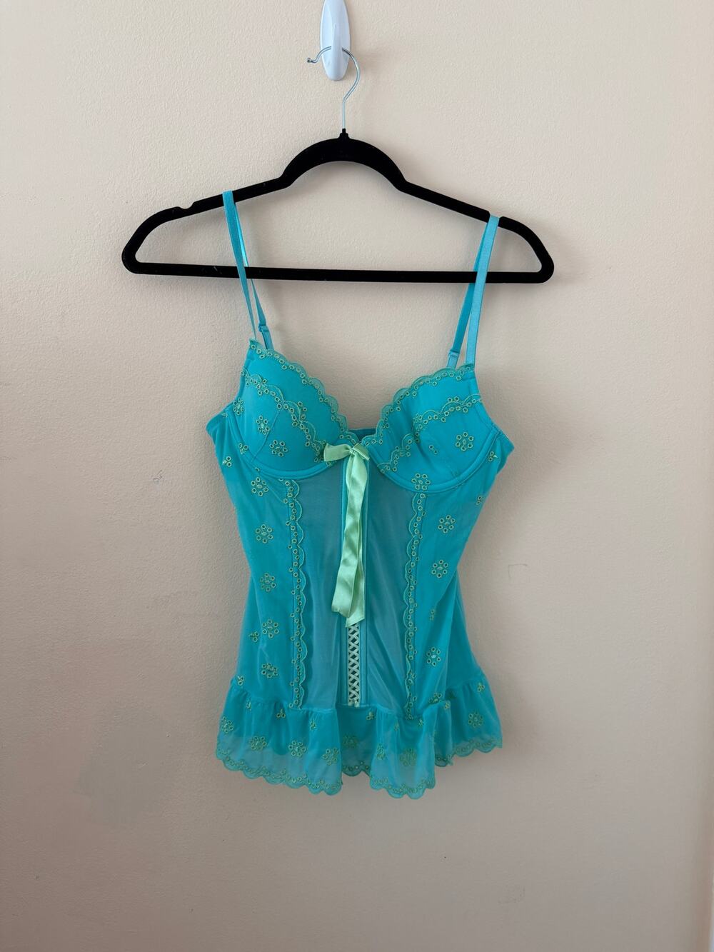 Victorias Secret Sexy Little Things Y2K Teal and Green Corset Top Size 36B